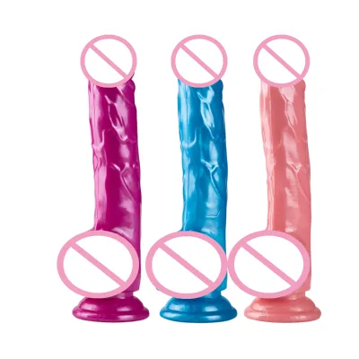 Transparent Crystal Realistic Jelly Dildos Adult Sex Toys Women Strong Suction Cup Vaginal Anal 24*4cm 300g Purple/Blue/Flesh