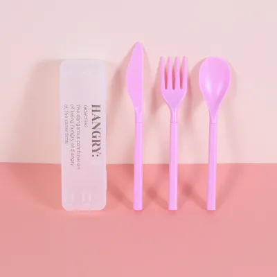 Plastic PP Modern Portable Plastic Cutlery Set with Knife Fork Spoon Plastic Collapsible Cutlery Set