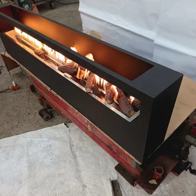 High Quality Steel Indoor Ornamental Remote Control Gas Burning Linear Fireplace