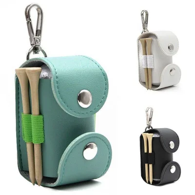 Outdoor Waterproof Pu Leather Hanging Ball Case Portable Golf Holder for Two Golf Ball Golf Tee Bag