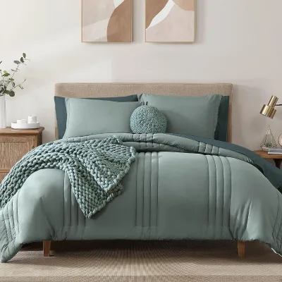 New Item 7 Piece Breathable Solid Color King Size Comforters Bed Sheet Set