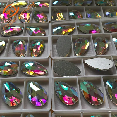 DIY Sparkle Sew on Rhinestones Large Flatback Rhinestone Teardrop Crystals for Dress Costume Flat Gem Drop Stones