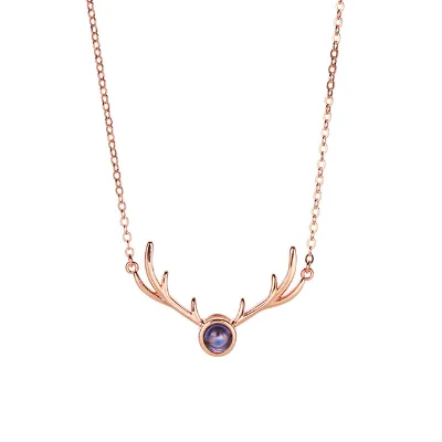 925 Sterling Silver Necklace Women Luxury Light Luxury Collarbone Chain 'I Love You' 100 Languages Valentine's Day Gift