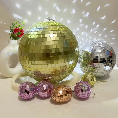 Decorative Glass & Styrofoam Mirror Ball Laser Sphere for Disco Stage Wedding Cake Centerpiece Christmas Decorations
