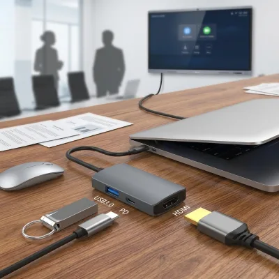 3 in 1 Multi-functional Portable Docking Station with USB-A USB-C 3.1 , 4k Video Output PD Slots for Computer Laptop Monitor