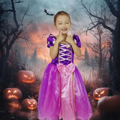 Classic Girls Witch Cosplay Costumes Girl's Halloween Party Dress up Customized Halloween Outfit for Girls