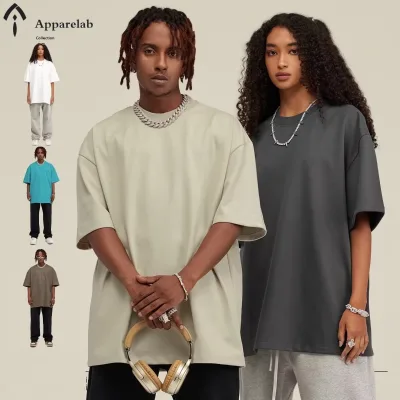 Customized Heavyweight 2025 Pure Cotton T-shirt for Men, Youth, Short Sleeved, Summer Trendy Brand, Loose Fit, Casual Fashion