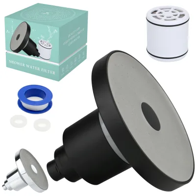 New Design Shower Filter Watersaving Customized Color Black Top Shower Head High Pressure Massage Shower Head Filter