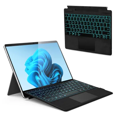 Surface Pro Keyboard Wireless Backlit Ultra Thin Keyboard Touchpad Pencil Holder 13 Inch USB Type C for Surface Pro 11/10/9/8/X