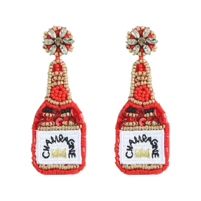 JC Crystal New Design Handmade Beads Wine Bottle Earrings Crystal Drop Earrings Long Statement Fashion Earring for Women