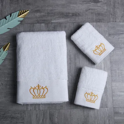 Reinforced Edge Stitching White Hotel Towel Fray Resistant Durable Cotton White Towel Hard Wearing Bathroom Towel