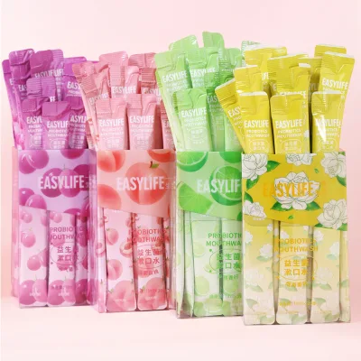 Best Selling Wholesale Private Label Probiotic Oral Care Mouthwash With Fruity Flavors 20 Pieces*11ml in Plastic Box