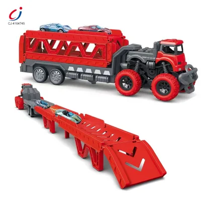 Chengji Construction Carrier Truck Transport Car Toy Friction Folding Deformation Catapulting Transporter Truck Car Toy