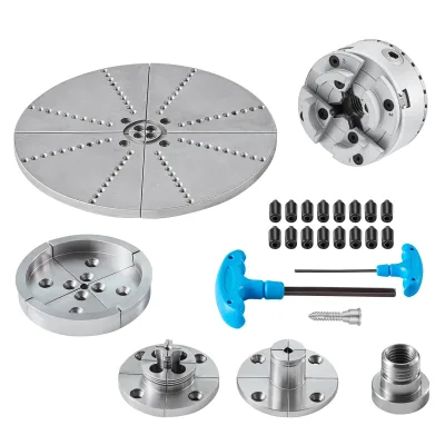 Steel Lathe Chuck for Precision Machining Grinding & Milling Machines 4-Jaw 3.75" Diameter 5 Sets of Jaws Manual Clamping
