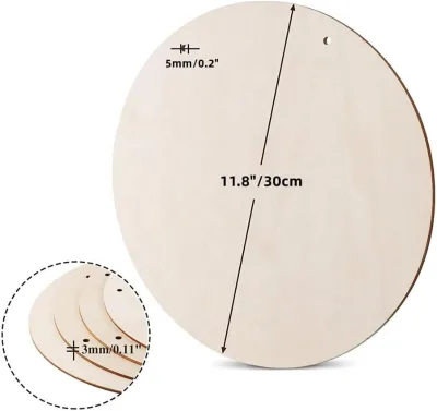 12" Unfinished Wood Laser Cut Circle Round Ready to Paint DIY Door Hanger Unfinished Wood Laser Cutout
