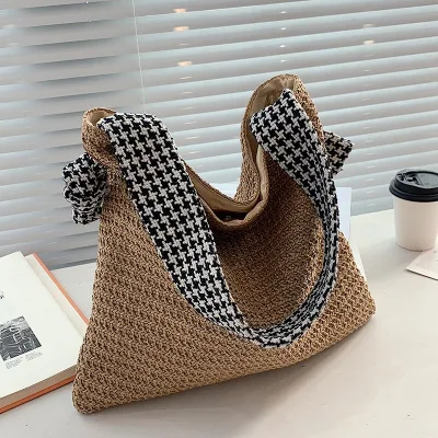 2024 Outdoor Summer Fashion Large Reusable Grocery Shopping Bag Light Weight Heavy Duty Women Vacation Beach Bag