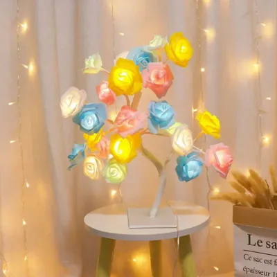LED Table Lamp Rose Flower Tree USB Night Lights Home Decoration LED Table Lights Parties Xmas Wedding Bedroom Decor