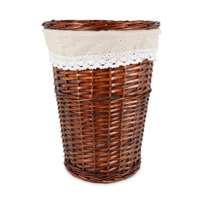 Hot Selling Large Capacity Wicker Lid Dark Brown Wicker Handwoven Straw Baskets with Cloth Lining