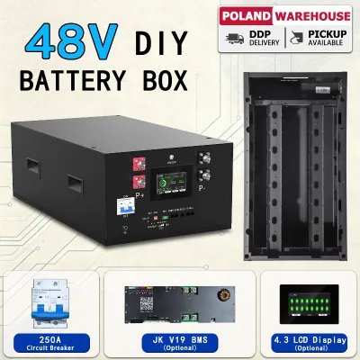 EU Stock 48V 51.2V Diy Lithium Battery Box Stackable LIFEPO4 Battery Diy Kit Optional BMS Display for Build Home Power System