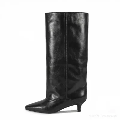 Autumn/Winter Atmosphere Casual Lazy Soft Genuine Leather Knee-High Breathable Kitten Heel Boots