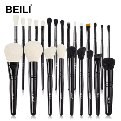 For Professional New Style 24-Piece Personalized Handmade Wooden Makeup Brush Set-Black Vegan for Foundation Eyebrow Highlight