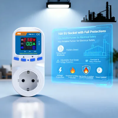 EU Plug 16A Digital Energy Monitor Voltage Protector Socket Over Under Voltage Overcurrent Protection Relay Plug Home Appliances