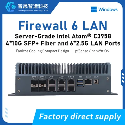 PfSense C3958 Fanless Firewall 6 LAN I226-V 2.5G RJ45 & 4 SFP+ 10G Intel Atom Processor 5G SIM Network Appliance: FreeBSD\Linux