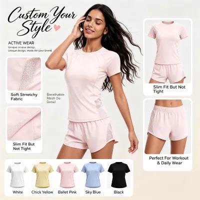 Summer Side-waist Mesh Sports Short-sleeved Top for Running and , Lightweight, Breathable, Quick-dry Women's T-shirt