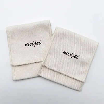 Custom Logo Eco-friendly Jewelry Cotton Pouch With Logo for Earrings Necklace Packaging Small Jewelry Bag