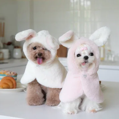 Autumn and Winter Plush Rabbit-shaped Transformation Outfits, Warm Cape and Cape, New Year's Pet Clothes for Cats and Dogs
