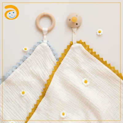 Hot Sale Baby Towel Plain Color Soft Breathable Super Soft Muslin Cotton Infant Baby Bibs With Pacifier