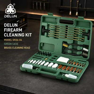 DELUN GK26-04 Bore Cleaning Kit Green Case Brass Cleaning Head for Routine Bore Care Portable Organized Carry Case