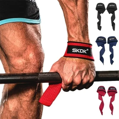 Custom Logo Adjustable Nylon Weight Lifting Wrist Straps Non-Slip Protection for Strength Training Power Lifting Straps