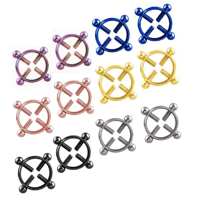 Stainless Steel Screw Round Nipple Rings Body Jewelry Non Piercing Nipple Rings