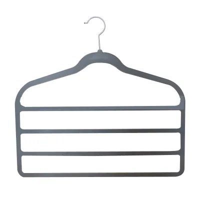 360° Rotatable 4-layer Black Velvet Pant Hangers Durable Non-slip Satin Clothes Hangers With Metal Fabric Material