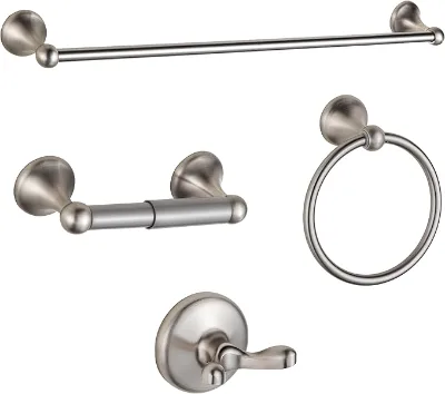 Towel Bar Bathroom Accessory Set Brushed Nickel Adjustable Expandable 4-Piece Bathroom Hardware Set Wall Mounted
