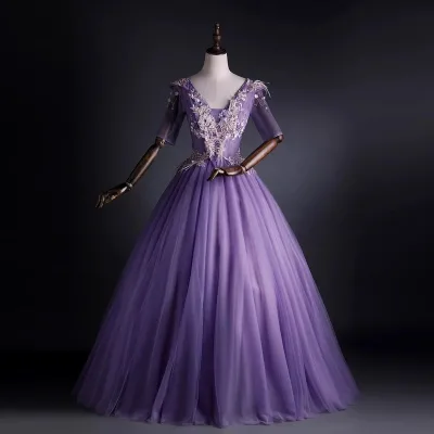 2025 Summer New Performance Costume Stage Purple Evening Dress
