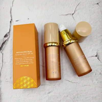 Wholesale Medium Spectrum Sunscreen Serum SPF50 Color Changing Moisturizing Tinted Sunscreen Foundation Primer 30g Private Label