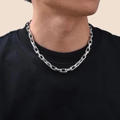 Wholesale Unisex 18K PVD Plated Stainless Steel Plain Chain Necklace with Flower Shape Trendy Toggle Clasp Non-Tarnish