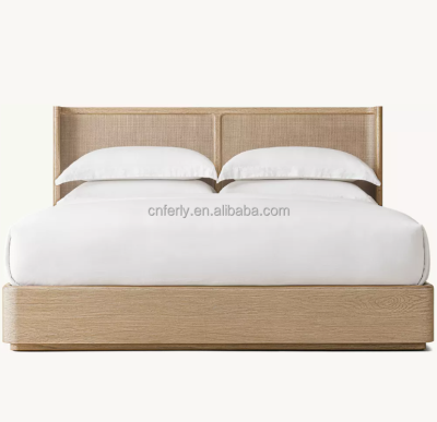 Cane Bed Frame Queen Size King Bed Headboard for Bedroom