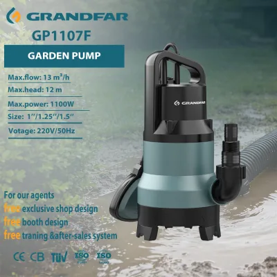 GRANDFAR GPE 1100W 12m Maxhead Clean Water Submersible AC Water Pump Flotters Slurry Household Garden Pump