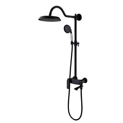 Oil Rubbed Bronze Wall Mounted Shower System Rain Head Handheld Spray Tub Spout Diverter Vintage Hotel Villa Classic Bathroom