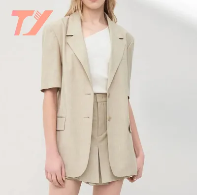 TUOYI Casual Short Sleeve Summer Blazer for Women Custom Jacket Women Blazers