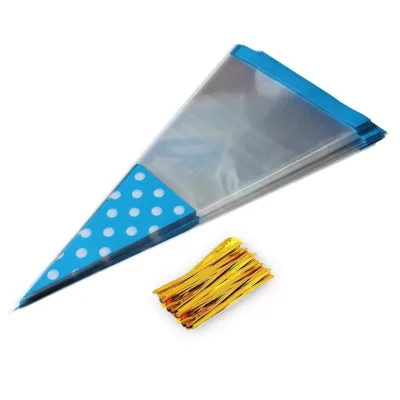 100 PCS Cellophane Cone Bags 7X15cm Clear Triangle Treat Bags Food Candy Free Gravure Printing NON-WOVEN Bag CPP Clear