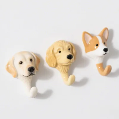 Dog-Shaped Ceramic Wall Hook - 3D Puppy Design for Keys & Coats | Pet Lover's Functional Home Decor Gift