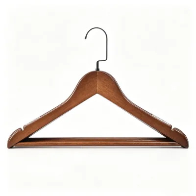 Luxury Walnut Wooden Hanger Heavy Duty Suit Hanger Anti Slip Shoulder Strips Swivel Hook Pants Bar for Boutique Hotel Hanger