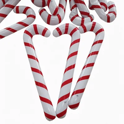 Artificial Plastic Inflatable Christmas Candy Cane Stick Balloons for Christmas Party Prop Inflatable Santa Claus Stool for Kids