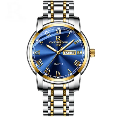 ONTHEEDGE Stainless Steel Men Watch Women Quartz Wristwatches Week Date Display Roma Scale Relogio Masculino Reloj Hombre 031