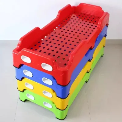 Kindergarten Furniture Portable Beds Plastic Stackable Kids Cots School Child Bed for Children