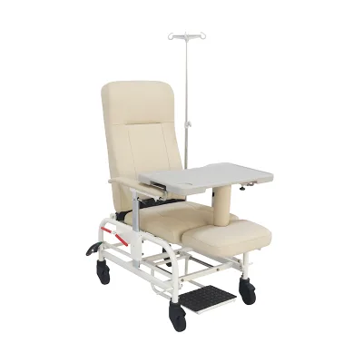 Manual Infusion Chair Medical Recliner Chair with Front Tray and Foot Pedal Safety Belt for Infusion and Care Use With 4 Castor